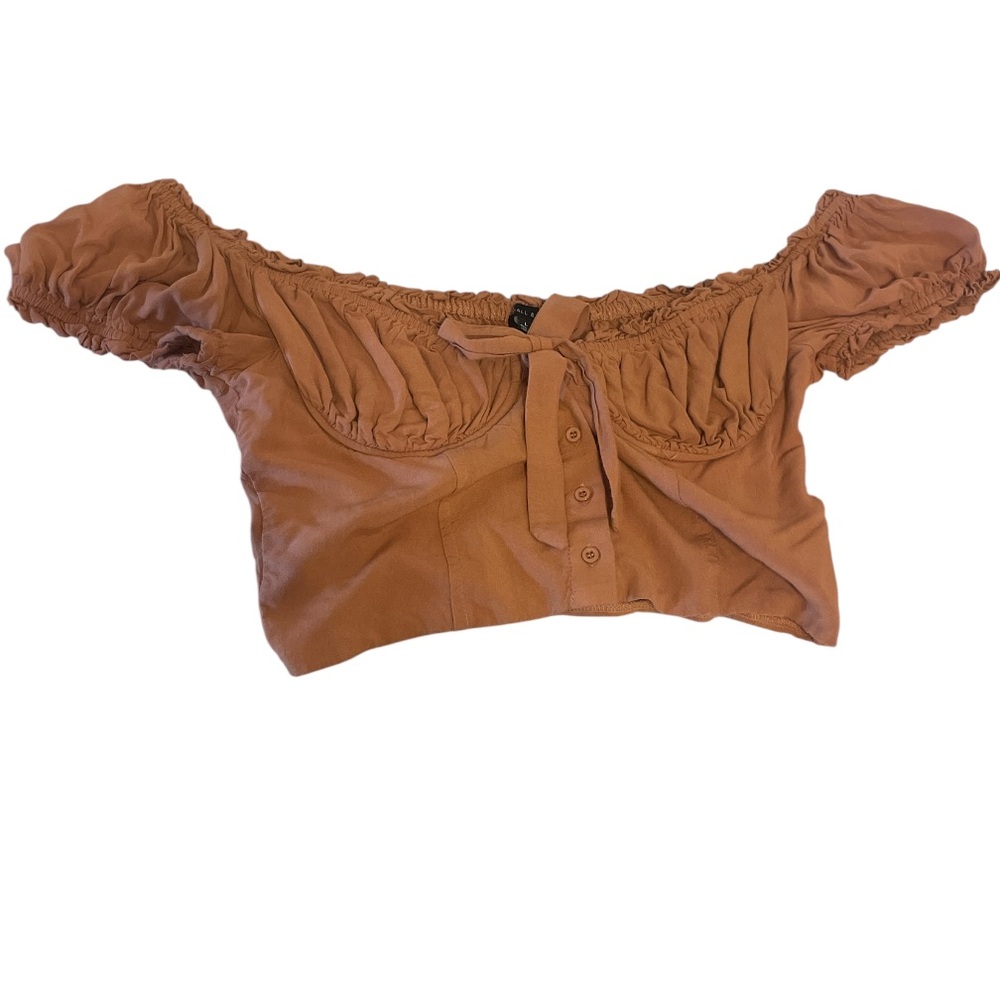 Kendall & Kylie Brown Off-Shoulder Blouse
